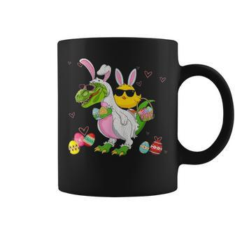 Bunny Chicken Riding Dinosaur T Rex Easter Day Coffee Mug - Seseable