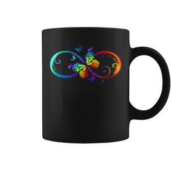 Butterfly Rainbow Infinity Symbol Sign Coffee Mug | Mazezy