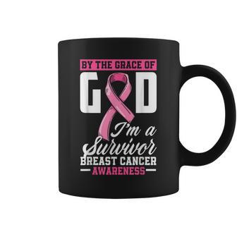 By The Grace God Im A Survivor Breast Cancer Survivor Coffee Mug - Seseable