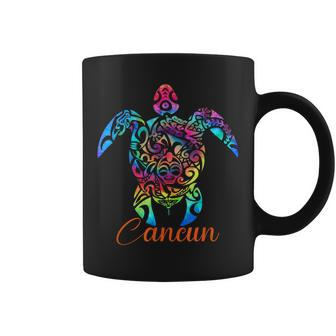Cancun Mexico Sea Turtle Beach Vacation Trip Tie Dye Coffee Mug - Seseable