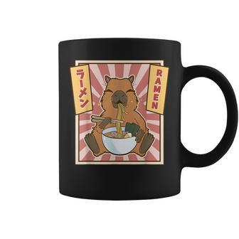Capybara Gifts Kawaii Capybara Eating Ramen Cute Animal Coffee Mug | Mazezy