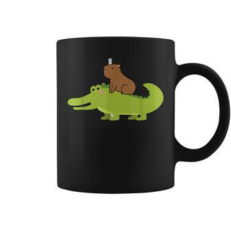 Capybara Riding Alligator Pet Dad Mom Boy Girl Kids Outfit Coffee Mug | Mazezy