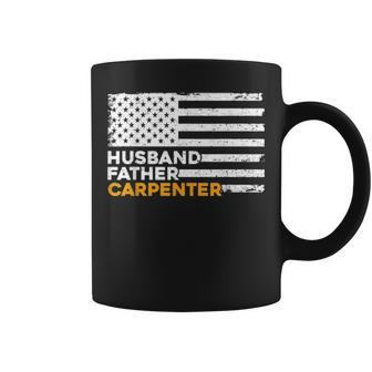 Carpenter Husband Father American Flag Fathers Day Gifts Coffee Mug - Seseable