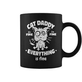 Cat Daddy Funny Black Cat Fathers Day Its Fine Im Fine Coffee Mug - Thegiftio UK