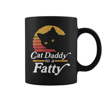 Cat Daddy To A Fatty Funny Vintage 80S Sunset Fat Chonk Dad Coffee Mug - Seseable