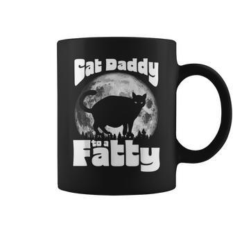 Cat Daddy To A Fatty Funny Vintage Full Moon & Chonk Dad Coffee Mug - Seseable