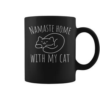 Cat Lover Namaste Home With My Cat Funny Sarcasm Women Mom Coffee Mug - Seseable