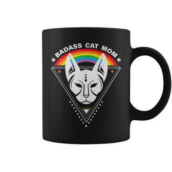 Cat Mom Badass Cat Lady Lgbtq Pride Lesbian Equality Coffee Mug - Thegiftio UK