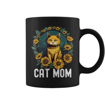 Cat Mom Floral Sunflower Kitten Cat Mothers Day Coffee Mug - Thegiftio UK