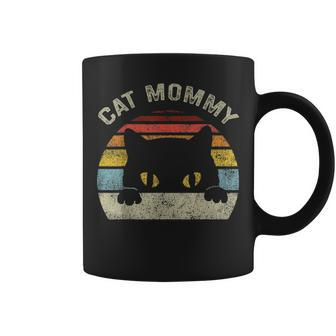 Cat Mommy Women Vintage Retro Black Cats Mom Mothers Day V2 Coffee Mug - Seseable