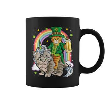 Cat St Patricks Day Leprechaun Riding Unicorn Women Men Beer Tank Top Coffee Mug | Mazezy