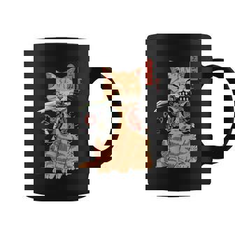 Cattana Funny Cat Sitting With Katana Japanese Samurai Cat Coffee Mug - Seseable