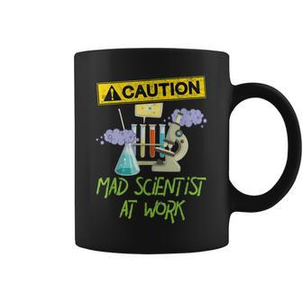 Caution Mad Scientist At Work - Funny Science Scientists Coffee Mug - Seseable