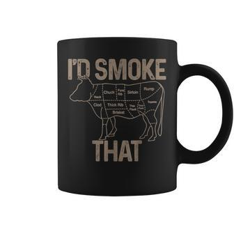 Chef Butcher Cook Bbq Id Smoke That Cow Beef Funny Gift For Mens Coffee Mug | Mazezy