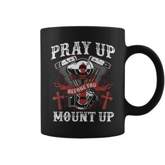 Christian Biker Pray Up Before You Mount Up Faith Coffee Mug | Mazezy UK