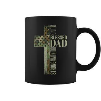 Christian Blessed Dad Cross Camo Flag Fathers Day Faith Men Coffee Mug - Thegiftio UK