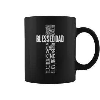 Christian Blessed Dad Cross Fathers Day Coffee Mug | Mazezy
