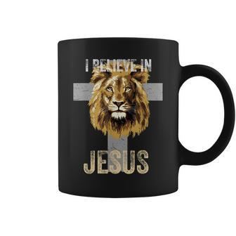 Christian I Believe Jesus Cross Lion Judah Faith Jesus Lover Coffee Mug - Seseable