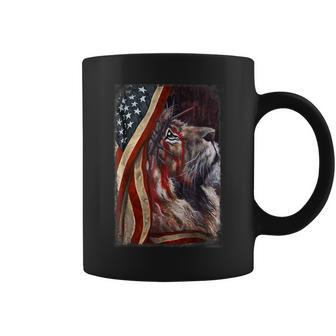 Christian Jesus Lion Of Judah American Flag Patriotic Usa V2 Coffee Mug - Seseable