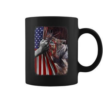 Christian Jesus Lion Of Judah American Flag Usa Coffee Mug - Seseable