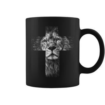 Christian Jesus Lion Of Tribe Judah Cross Gift For Men Women V2 Coffee Mug - Seseable
