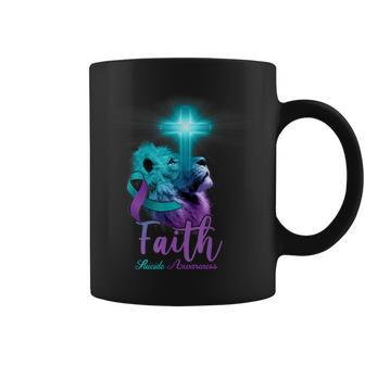 Christian Lion Cross Religious Faith Suicide Awareness Coffee Mug - Seseable