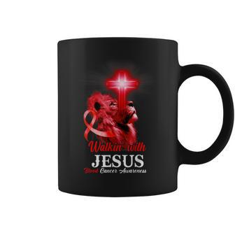 Christian Lion Cross Religious Saying Blood Cancer Awareness V2 Coffee Mug - Seseable