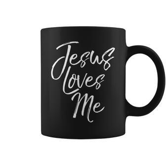 Christian Love Quote Gift For New Believers Jesus Loves Me Coffee Mug | Mazezy