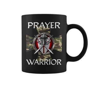 Christian Prayer Warrior Green Camo Cross Religious Messages Coffee Mug | Mazezy