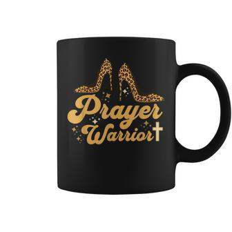 Christian Sayings Praying Quote Leopard Heels Prayer Warrior Coffee Mug | Mazezy UK