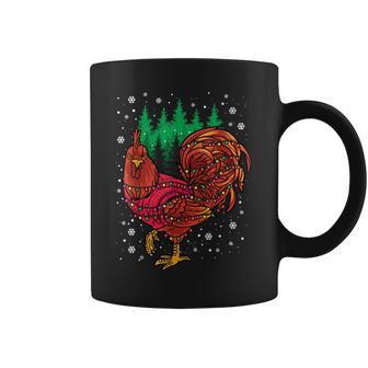 Christmas Rooster Xmas Chicken Lights Snowflakes Coffee Mug | Mazezy