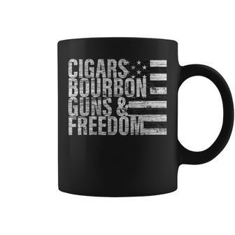 Cigars Bourbon Guns & Freedom Flag Coffee Mug | Mazezy