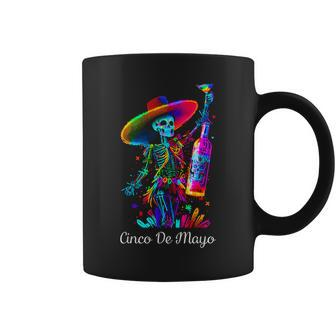 Cinco De Mayo Skeleton Colorful Sugar Skull Tequila Graphic Coffee Mug - Thegiftio UK