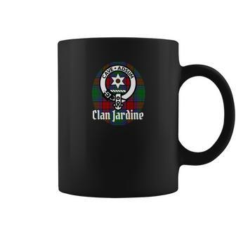 Clan Jardine Crest Badge And Tartan Coffee Mug - Seseable