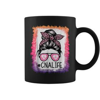 Cna Nurse Life Bleached Pink Leopard Messy Bun Womens Coffee Mug - Seseable