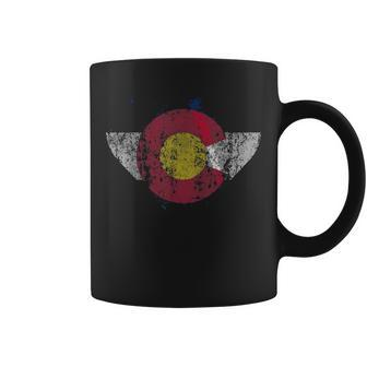 Colorado Flag Heart Distressed Vintage Wife Mom Women Gift Coffee Mug - Seseable