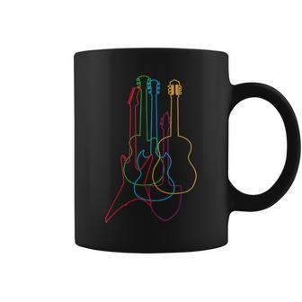 Colored Guitars Electric Acoustic Classical Gift Coffee Mug | Mazezy