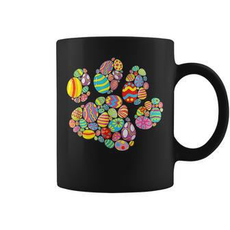 Colorful Egg Paw Print Funny Dog Cat Lovers Easter Day Gifts Coffee Mug - Seseable