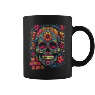Colourful And Beautiful Sugar Skull Coffee Mug - Thegiftio UK