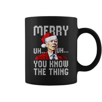 Confused Joe Biden Merry Uh Uh Christmas You Know The Thing Coffee Mug - Seseable