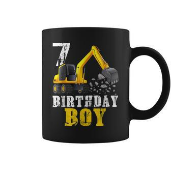 Construction Truck Excavator 7Th Birthday Boy 7 Years Old Coffee Mug - Thegiftio UK
