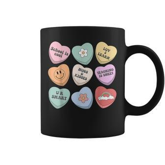 Conversation Hearts Groovy Valentines Day Cute Teacher Coffee Mug - Seseable