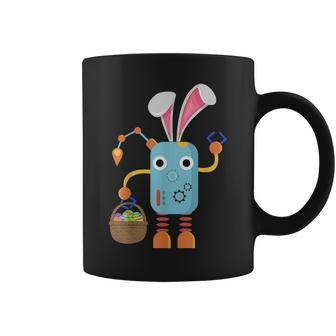 Cool Easter Bunny Robot Eggs Hunting Basket Rabbit Coffee Mug - Seseable