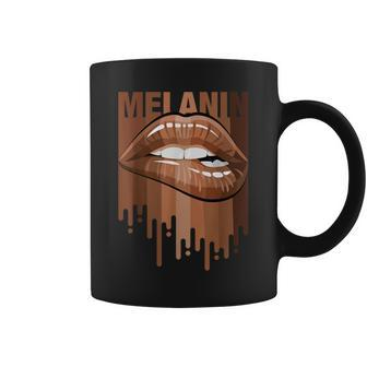 Cool Melanin Girl Lips Graphic  Black Girls Magic Style  Coffee Mug