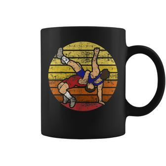 Cool Vintage Wrestling Sun Takedown Sport Wrestler Gift Coffee Mug - Seseable