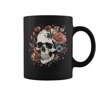 Cottagecore Floral Cute Skull Aesthetic Graphic Design Coffee Mug - Thegiftio UK