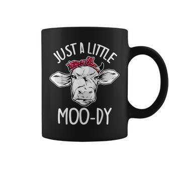 Cow Just A Little Moo-Dy Funny Cow Lover Coffee Mug - Seseable