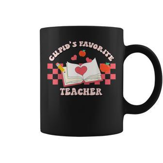 Cupids Favorite Teacher Happy Valentines Day Retro Groovy Coffee Mug - Seseable