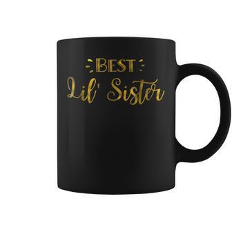 Cute Best Lil Sister Gold Little Sis Girl Gift Boho T Coffee Mug | Mazezy