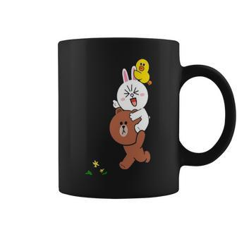 Cute Brown Bear Cony Bunny Rabbit Sally Duck Lovers Running Coffee Mug - Seseable